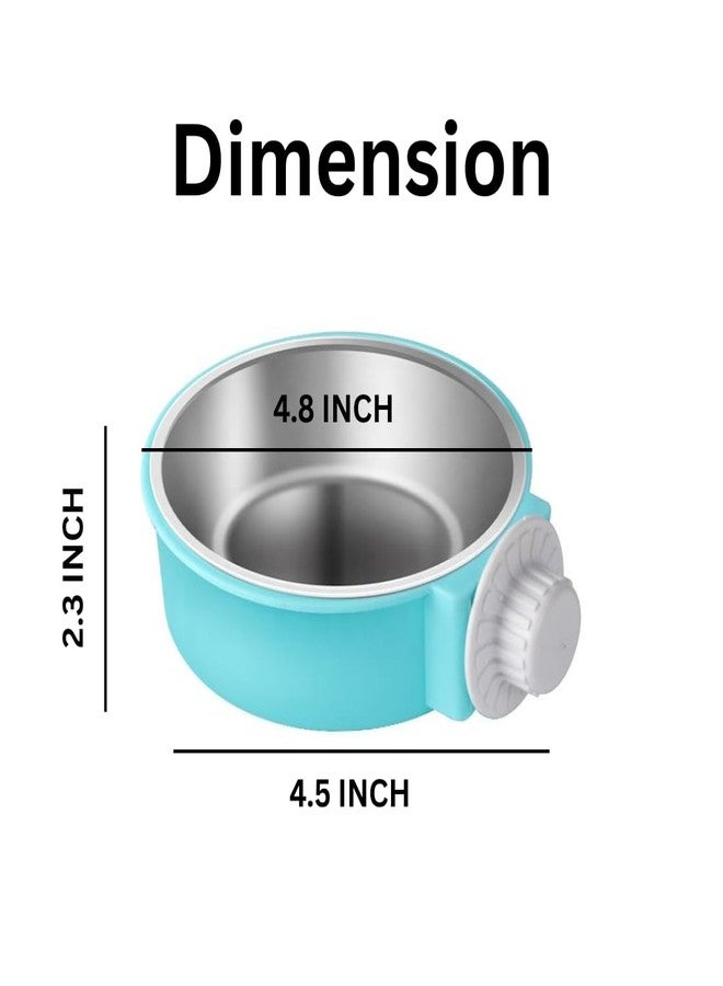 PET FUN وعاء بلاستيكي للحيوانات الأليفة من بيت فن | وعاء متين للطعام والماء للهامستر والأرانب وخنازير غينيا والطيور والحيوانات الصغيرة | طبق غير سام وسهل التنظيف يُثبت على القفص (أزرق، صغير) - Image 4